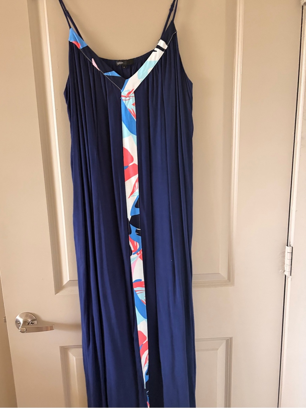 Gibson Navy Maxi Dress with Colorful Front Panel
